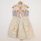 Bachpan kids wear Beige Folk-Embroidered Dress & Waistcoat Vest Set