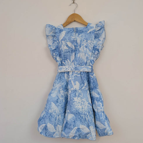 Bachpan kids wear Charming Blue & White Floral Tiered Sundress