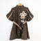Bachpan kids wear Brown Floral Appliqué Shirt Dress