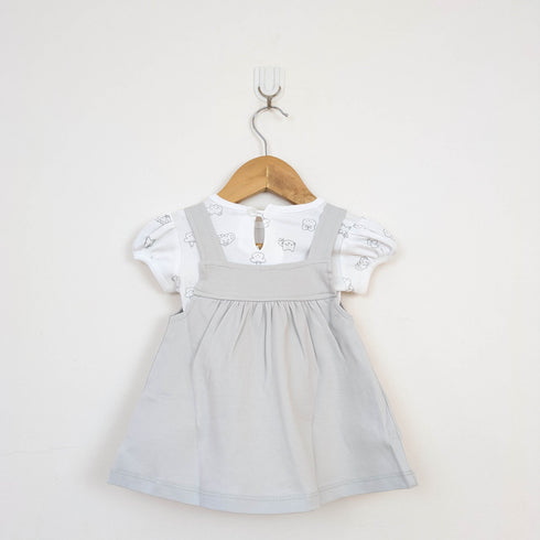 Bachpan kids wear Grey Animal Friends Pinafore & Printed Tee Set