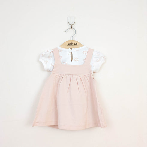 Bachpan kids wear Baby Girl 2-Piece "HAPPY" Animal Pinafore Dress Set