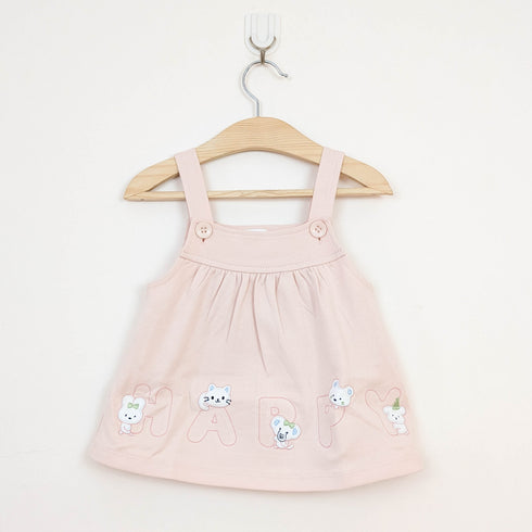 Bachpan kids wear Baby Girl 2-Piece "HAPPY" Animal Pinafore Dress Set