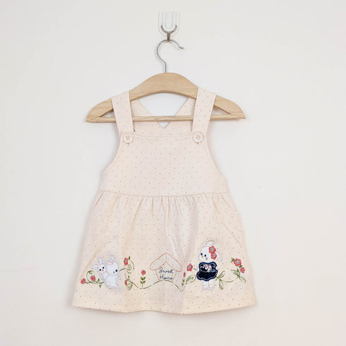Bachpan kids wear Baby Girl 2-Piece "Sweet Home" Bunny Pinafore Dress Set