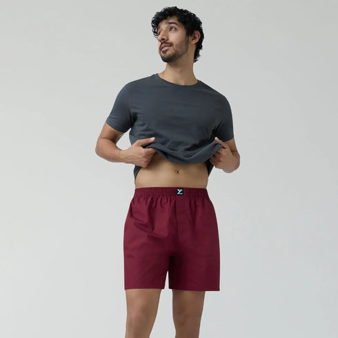 XYXX Pace Cotton Boxer Shorts Bold Burgundy