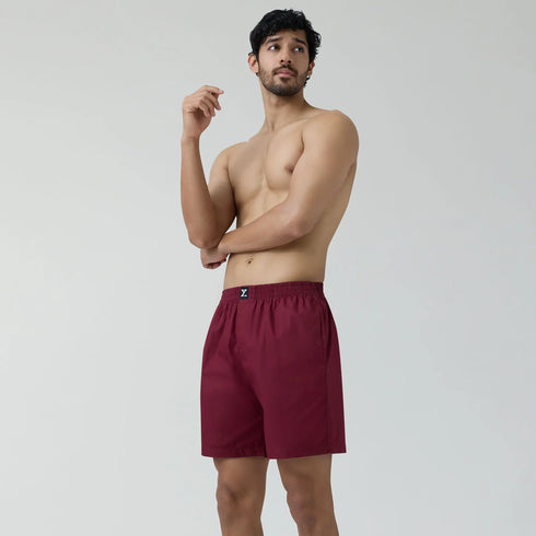 XYXX Pace Cotton Boxer Shorts Bold Burgundy