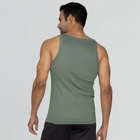 XYXX Pace Super Combed Cotton Vest Olive Green