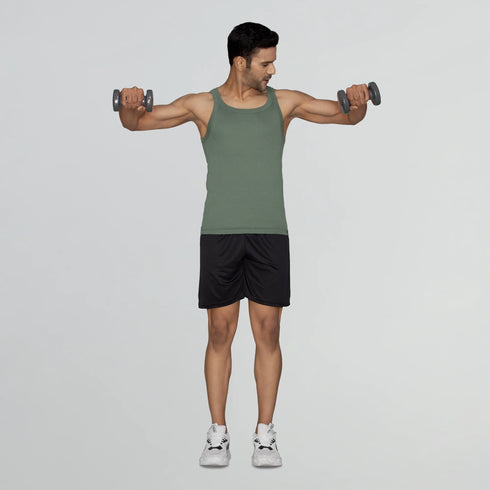 XYXX Pace Super Combed Cotton Vest Olive Green
