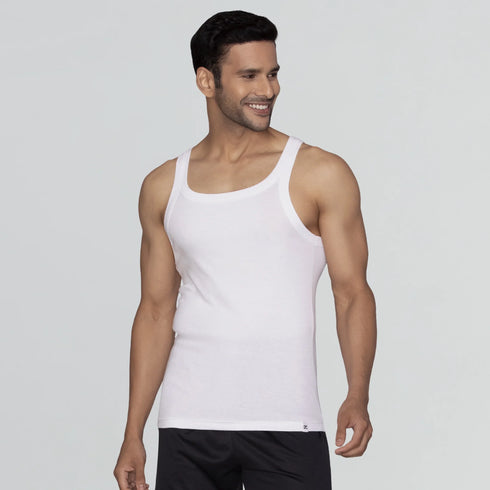 XYXX Pace Super Combed Cotton Vest Polar White