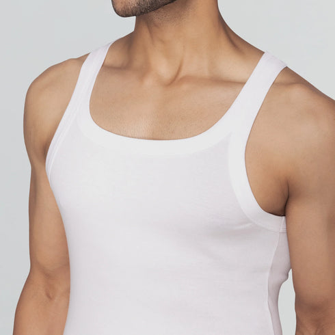 XYXX Pace Super Combed Cotton Vest Polar White