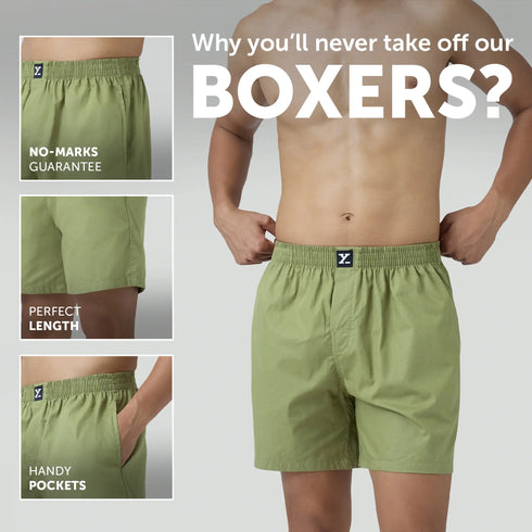 XYXX Pace Cotton Boxer Shorts Olive Green