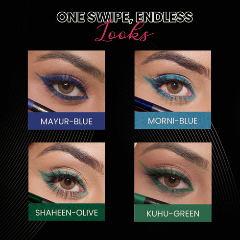 Parul Garg Beauty Vibrant Blues & Greens Kajal Pack-of-Four