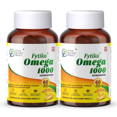 Fytikahealthcareproducts Fytika Omega 1000 Heart Brain Joint Muscle Support EPA 360 MG DHA 240 MG Omega Fatty Acids 400 MG For Men Women 60 Capsules