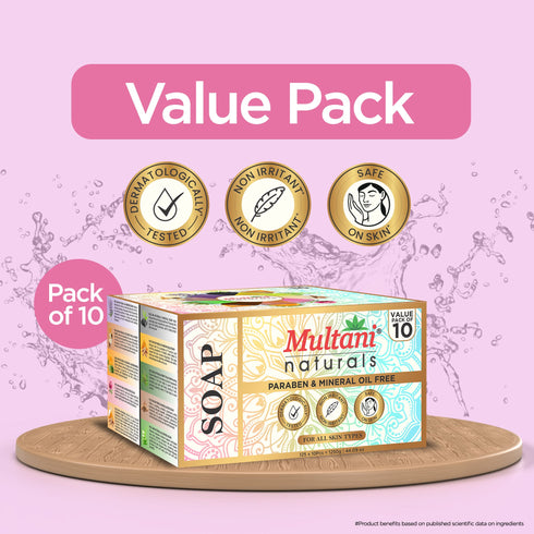 Multani Pharmaceuticals Limited Multani Naturals Paraben & Mineral Oil Free Soaps 1250 GM Natural Handmade Bathing Bar for Glowing Skin Everyday Care Suitable for All Skin Types