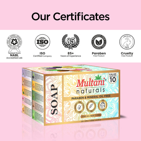 Multani Pharmaceuticals Limited Multani Naturals Paraben & Mineral Oil Free Soaps 1250 GM Natural Handmade Bathing Bar for Glowing Skin Everyday Care Suitable for All Skin Types