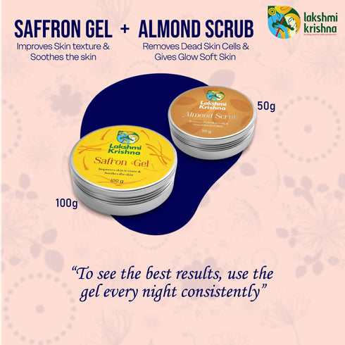 Lakshmi Krishna Naturals Combo of Saffron Gel and Almond Scrub