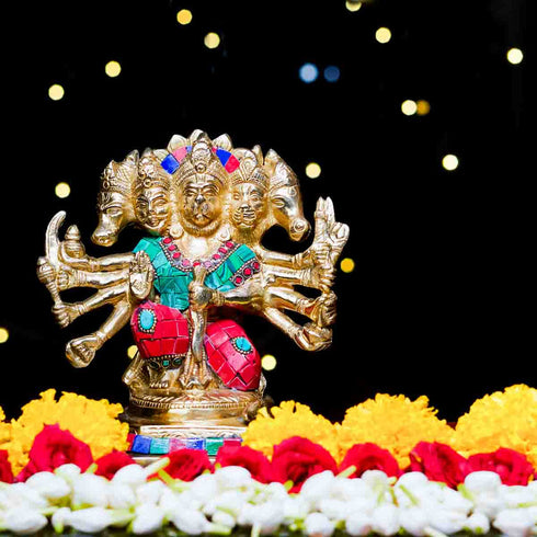 Samskara Home Panchmukhi Hanuman Brass Idol