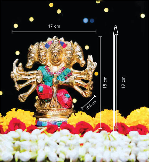 Samskara Home Panchmukhi Hanuman Brass Idol