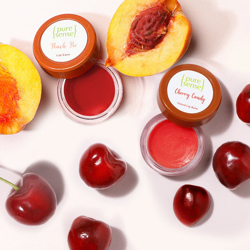 PureSense Cherry Candy Tinted Lip Balm 5ml + Peach Pie Lip Balm 5ml | From the makers of Parachute Advansed