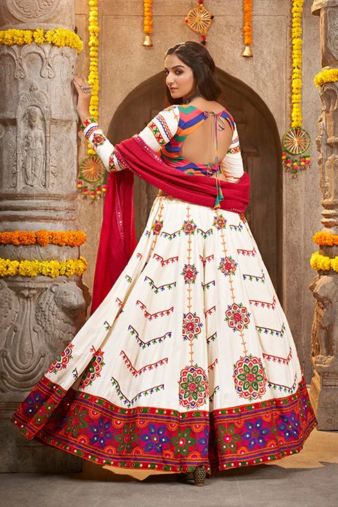 Shubhkala Pearl White Embroidered Navratri Special Chaniya Choli Collection