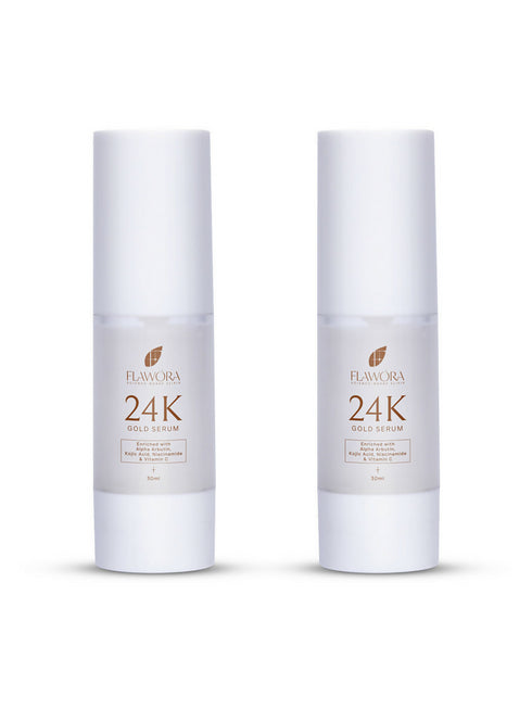 Flawora 24K Gold Face Serum With Vitamin C For Brightening & Anti-Aging Skin