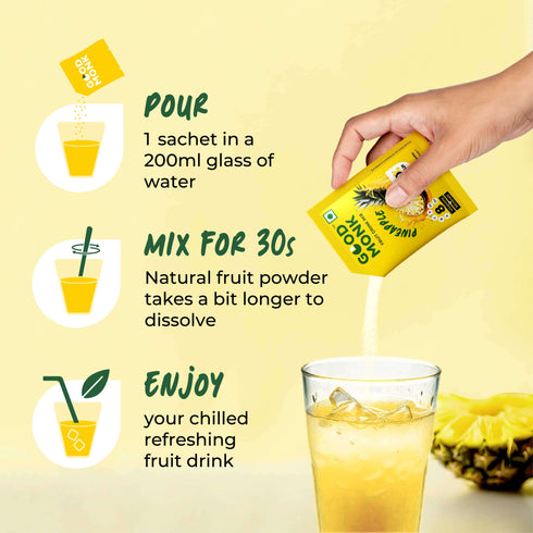 Good Monk Instant Fruit Drink Mix Natural Pineapple Powder