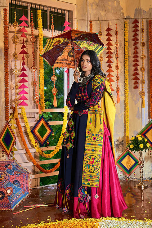 Shubhkala White Color Embroidered Work Designer Choli with Ghagra for Navratri Special Collection