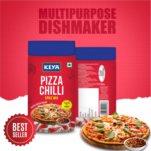Keya Pizza Chilli Flakes Natural Chilli Flakes Dry Red Chilli Flakes Seasonings Multipurpose Seasoning Zero added Colours Fillers Additives & Preservatives 100 Natural Perfect for Pizza Pasta Chilli Potato Sweet Corn Makhana