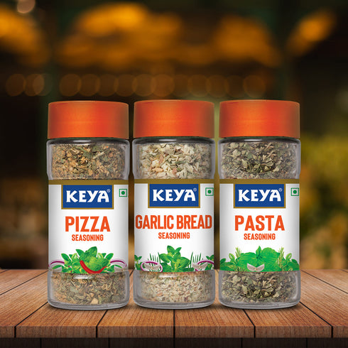Keyafoods Keya Seasoning Combo Keya Garlic Bread Seasoning 50g Keya Pasta Seasoning 45g Keya Pizza Seasoning 45 Pack of 3