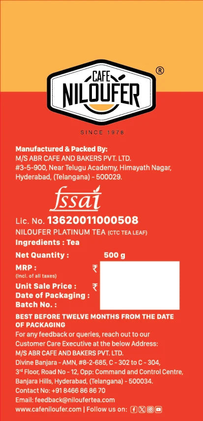 Cafe Niloufer Platinum Tea Powder