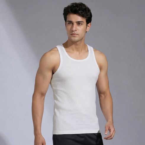 XYXX Nova Round Neck Racer Back Vest Polar White