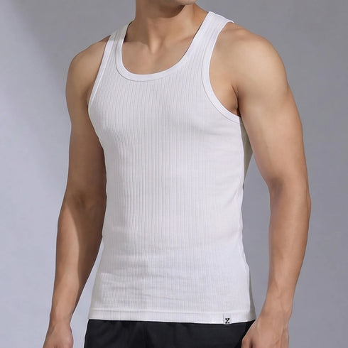 XYXX Nova Round Neck Racer Back Vest Polar White