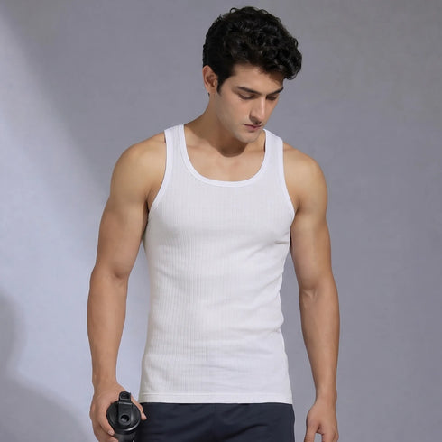 XYXX Nova Round Neck Racer Back Vest Polar White