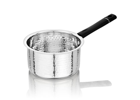 Vinod Stainless Steel Premium Hammered Sauce Pan Heavy Gauge 1000 ml Milk Pan Tea Pan Induction and Gas Stove Compatible Dishwasher Safe Durable Tea Pot for Kitchen No 10