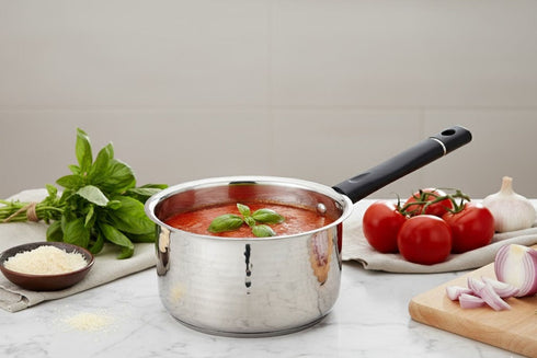 Vinod Stainless Steel Premium Hammered Sauce Pan Heavy Gauge 675 ml Milk Pan Tea Pan Induction and Gas Stove Compatible Dishwasher Safe Durable Tea Pot for Kitchen No 9