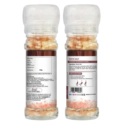 Keya Rock Salt Grinder 100g Natural Healthy Alternative to Regular Salt for Cooking Seasoning & Garnishing Perfect for Enhancing Flavors in Meals Snacks and More 100g Premium Quality Grinder