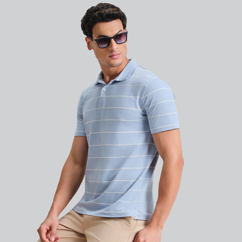 XYXX Linea Cotton Polo T-shirt - Sky Blue