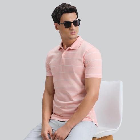 XYXX Linea Cotton Polo T-shirt - Coral Pink