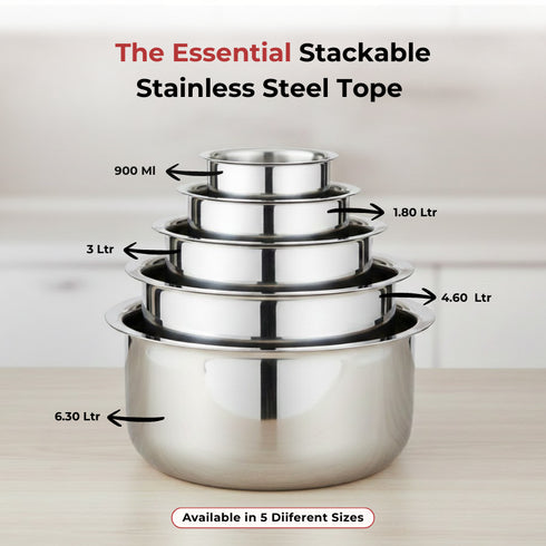 Vinod Doniv Titanium Triply Stainless Steel Tope with Cover 18 cms 3000 ml Capacity Induction Friendly