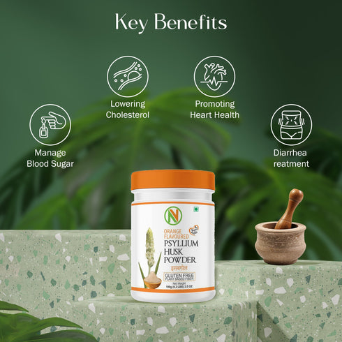 NatureVit Orange Flavour Isabgol Ayurvedic Psyllium Husk for Digestive Health