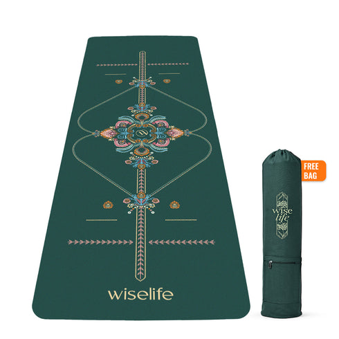 Wiselife PU Alignment & Natural Rubber Yoga Mat 6mm