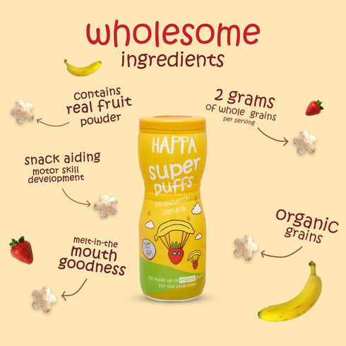 Happa Carrot Beetroot and Strawberry Banana Baby Puffs