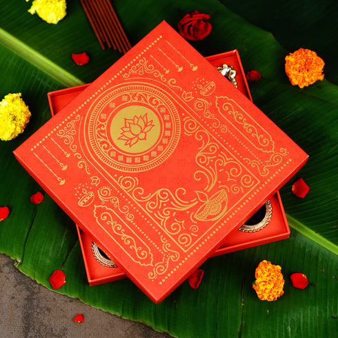 Servdharm Pure Brass Lakshmi Diya Gift Set | Set of 9 Diyas