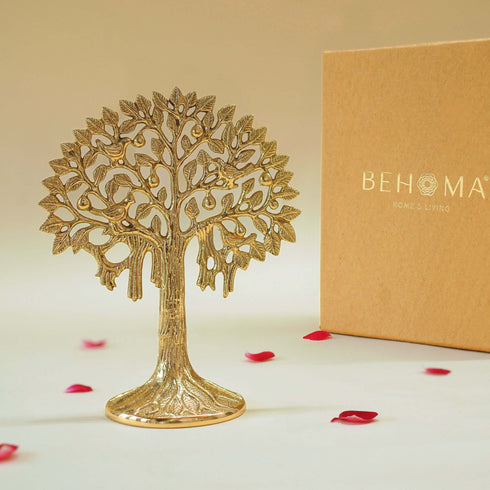 Pure Brass Kalpvriksh Tree with Birds (7 inch)