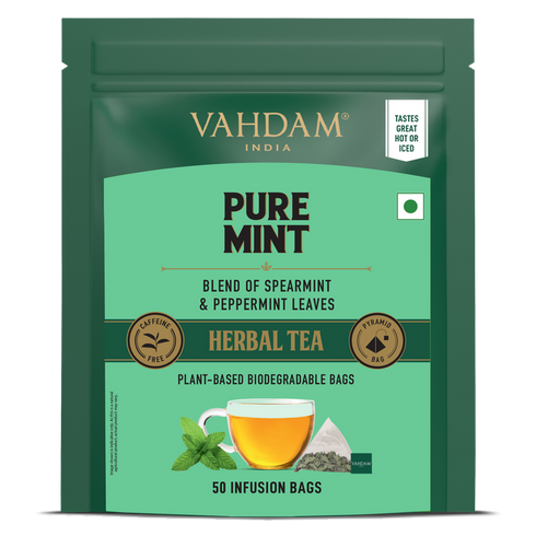 Vahdam Tea Pure Mint Herbal Tea Tisane