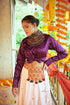 Shubhkala Purple Gajji Silk Prined Work Navratri Crop-Top Skirt