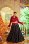 Shubhkala Maroon Gajji Silk Prined Work Navratri Crop-Top Skirt