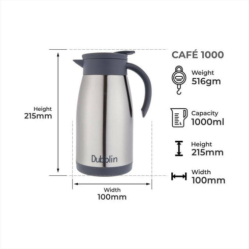 Dubblin Cafe Stainless Steel Double Wall Vacuum Insulated Thermos Flask