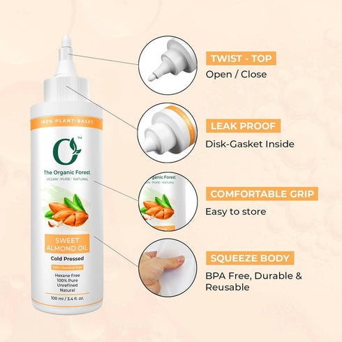 The Organic Forest Sweet Almond Oil For Skin| Face| Hair