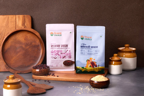 Bharat Vedica Rajma Chawal Delight Organic Rajma Red 1kg Organic Basmati Chawal 1kg