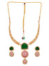 Traditional Gold Jewelry Set with Green and Red Stones